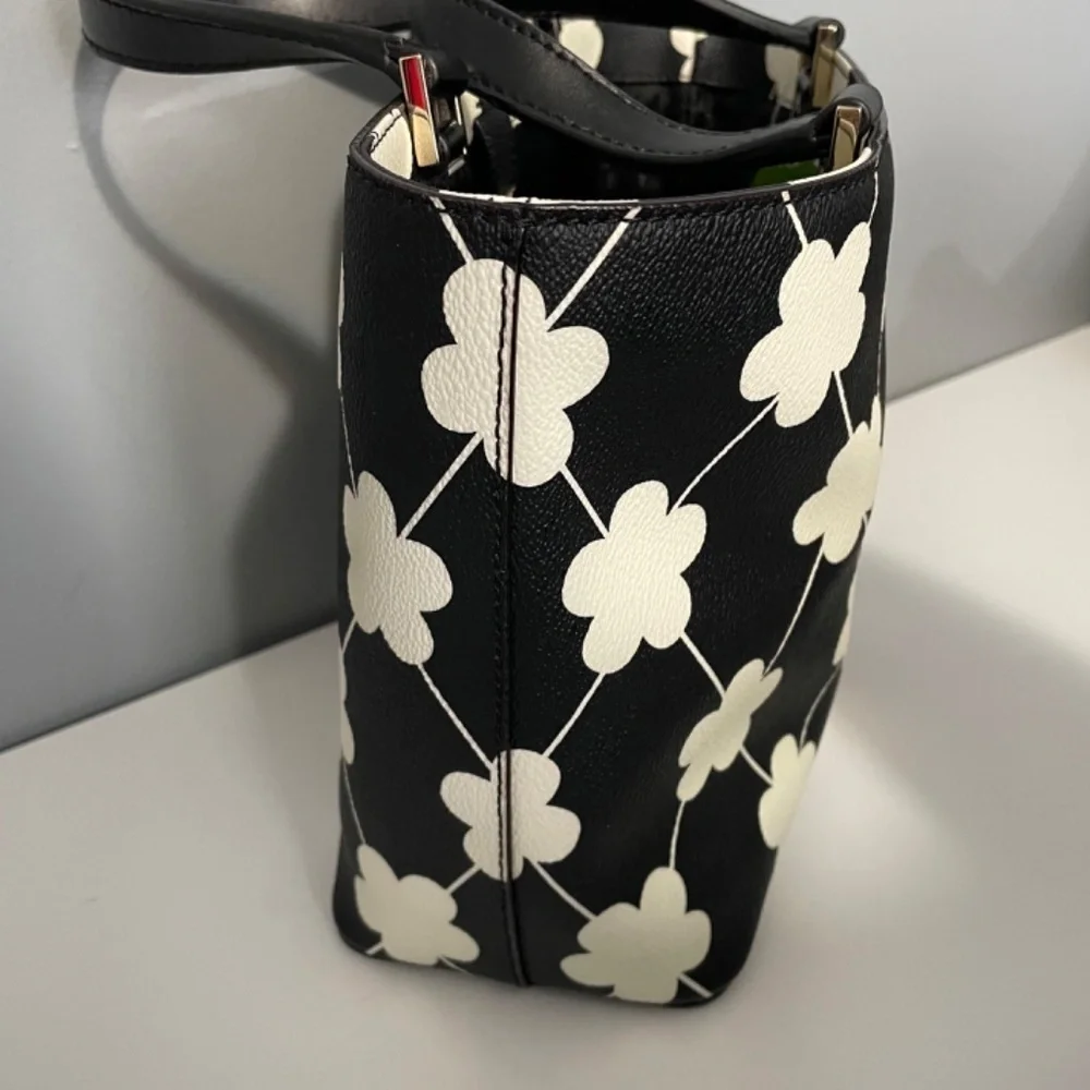 New Kate Spade Juno Floral Grant St Vinyl Mini Tote Black White $298